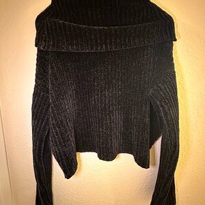 Ci Sono Black Ribbed Cowl Neck Sweater
